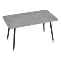 卡伊莲 JI1R-A+LS073S4-A 轻奢岩板餐桌+餐椅*6 灰色+黑色 1.4m