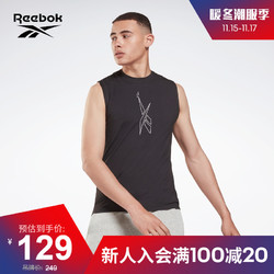 Reebok 锐步 官方男子GS9193健身训练休闲舒适活力运动短袖背心