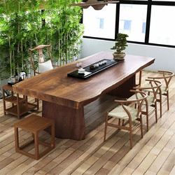 福瑞豪 新中式实木茶桌椅组合功夫泡茶艺桌子禅意茶几原木大板办公室茶台