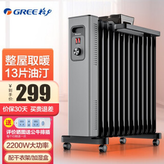 GREE 格力 2021年新款取暖器电油汀家用电暖器片13片加宽油丁防烫电暖气片 NDY22-X6022a