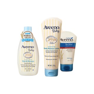 Aveeno 艾惟诺 润儿不腻礼盒装 婴儿洗发沐浴露 236ml+每日倍护系列 润肤乳 227ml+孕妈燕麦手霜 100g