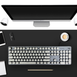 logitech 罗技 K845 104键 有线机械键盘 白色 国产青轴 单光