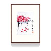 Qi Baishi 齐白石《樱桃图》60x80cm 宣纸 红褐色实木框