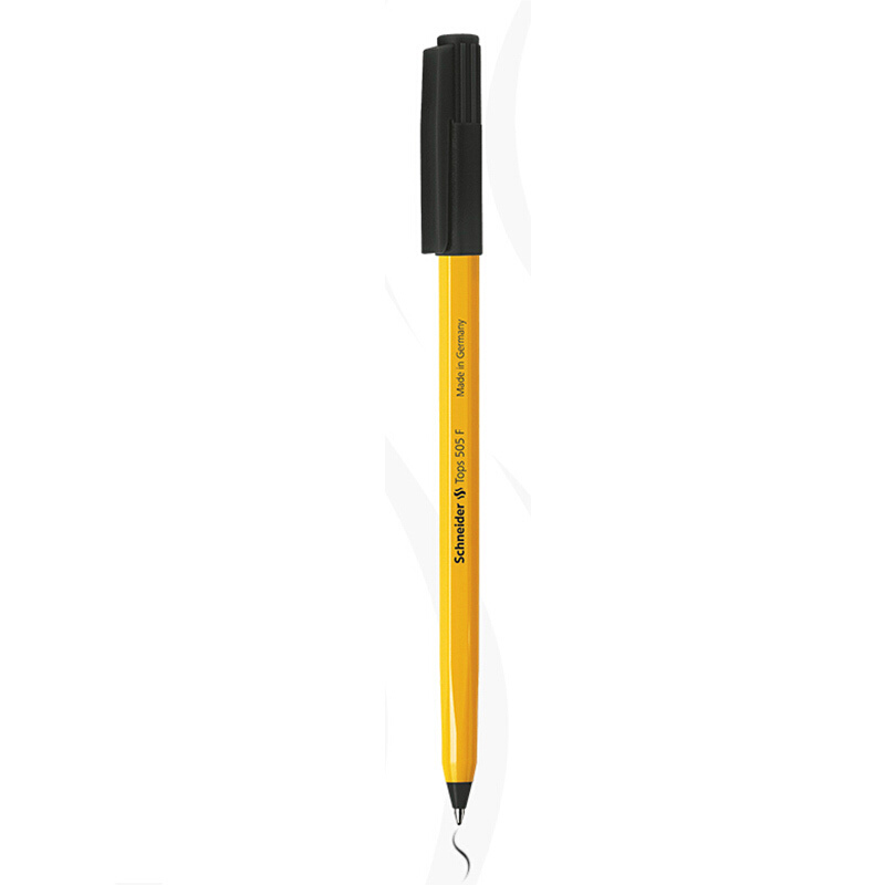 Schneider 施耐德 德国进口圆珠笔0.5mm办公子弹头原子笔经典黄杆进口505F黑色5支装