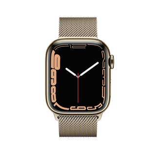 Apple 苹果 Series 7 耐克款 智能手表 45mm 蜂窝版 金色不锈钢表壳 金色米兰尼斯表带（血压、血氧）