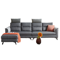 QuanU 全友 102567B 北欧布艺沙发 左3+右3+脚凳+A款头枕*2 深灰色