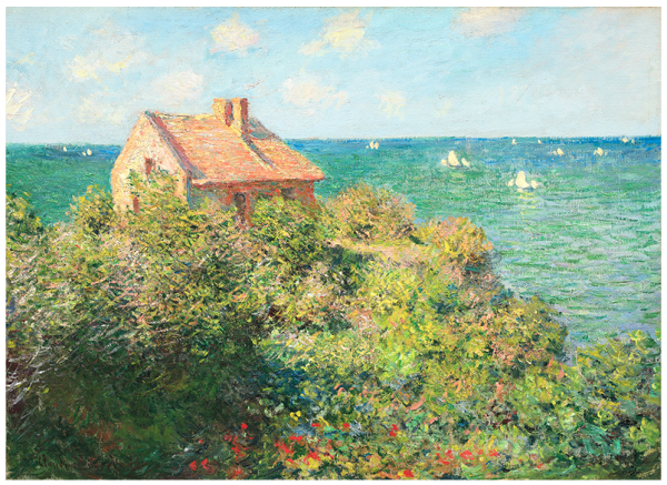 橙舍 莫奈《在瓦朗日维尔的渔夫小屋》86x66cm 油画布