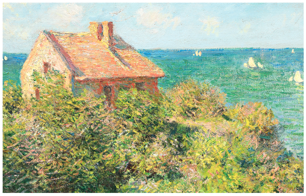 橙舍 莫奈《在瓦朗日维尔的渔夫小屋》86x66cm 油画布