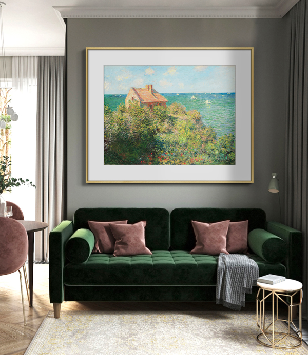 橙舍 莫奈《在瓦朗日维尔的渔夫小屋》86x66cm 油画布