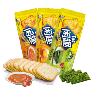 tuc闲趣清咸薄脆饼干组合装3口味90g3袋海苔味90g原味90g番茄味90g