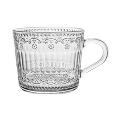 LOVWISH 乐唯诗 浮雕玻璃牛奶杯风简约玻璃杯早餐杯玻璃水杯牛奶杯玻璃茶杯子 浮雕早餐杯430ml1只