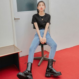 hstyle韩都衣舍女士牛仔长裤du9796蓝色m