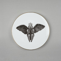 稀奇 艺术家居系列 王冠天使圆盘6号 金边-小21cm 优质骨瓷