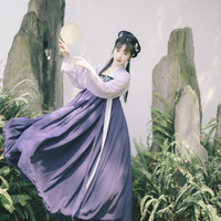 凌鹤轩 汉服 云缠山 女士直领对襟衫两片式齐胸裙 深紫 S
