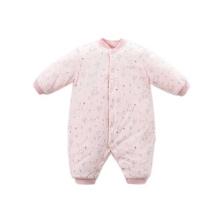 DAVE&BELLA 戴维贝拉 DBZ9298 婴儿夹棉加厚连体衣 粉色小鹿印花 90cm