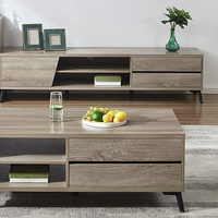 QuanU 全友 670103A-1 简约电视柜主柜+茶几A 灰橡木色