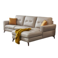 QuanU 全友 102530B 真皮沙发组合 3+转反 奶蜜黄