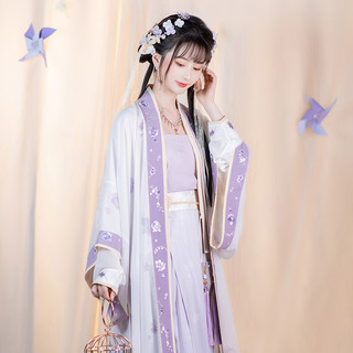 CHIXIA 池夏 宋制汉服 繁花入梦:黛萝 女士直领对襟长短衫百迭裙 S1834 紫色 S