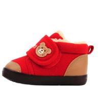 HOT BISCUITS MIKIHOUSE 73-9304-611 婴幼儿加绒学步鞋 红/浅驼色 内长13cm