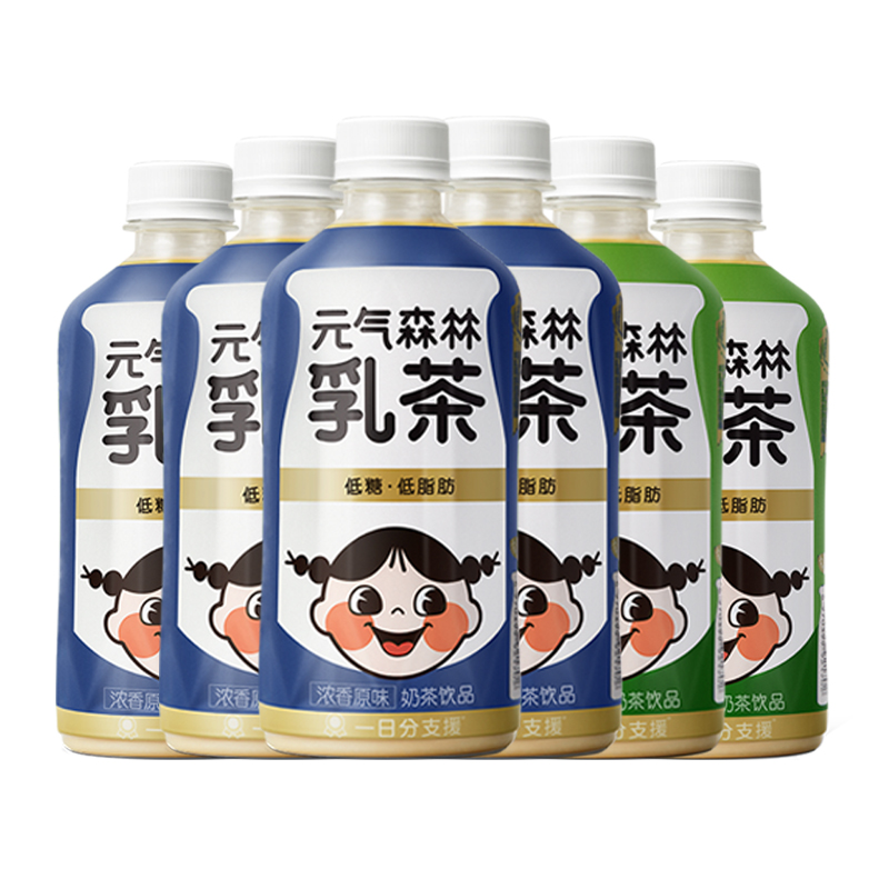 元气森林 乳茶 奶茶饮品组合装 2口味 450ml*6瓶（浓香原味450ml*4瓶+茉香奶绿味450ml*2瓶）