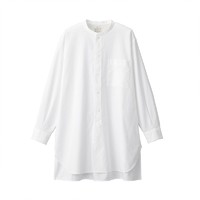 MUJI 無印良品 男女款中长款长袖衬衫 BCJ15C1A 白色 L-XL