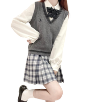 春日制服部 青汎高 JK制服 女士格裙 皮扣款 灰色 39cm XS