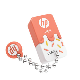 HP 惠普 X778W USB3.1 U盘 珊瑚橘 64GB USB-A+Type-C转接头2.0