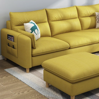 锦巢 AFL-912 布艺沙发 大三人位+脚踏 柠檬黄