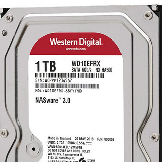 Western Digital 西部数据 WD10EFRX 3.5英寸台式机硬盘 SATA 1TB 红色