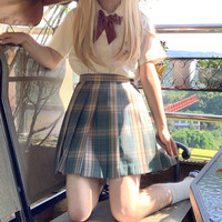 坂桥JK製服部 青木桑 JK制服 女士格裙 绿色 42cm S