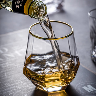 森高派 TM6X 威士忌酒杯+不锈钢冰粒 六棱款 300ml*6+8粒 金边