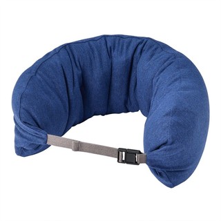 MUJI 無印良品 舒适颈部靠枕 带帽 户外 旅行 麻海军蓝 约16×64cm