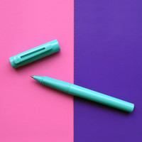 KACO 百锋签字笔学生 宝珠笔0.5mm黑芯 简约糖果彩色塑料笔杆学生学习刷题笔记用办公室女士时尚商务签字笔(松石绿)