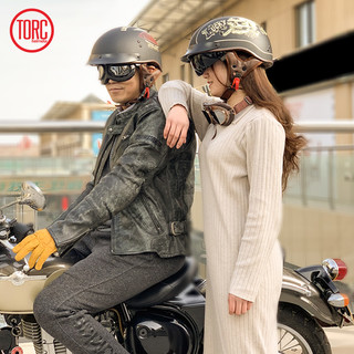 美国TORC摩托车头盔安全帽复古机车半盔踏板车太子盔瓢盔夏季男女