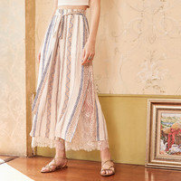 阿卡雪纺裤子女夏薄款2021新款宽松直筒阔腿裤高腰垂感九分休闲裤（S、花色）