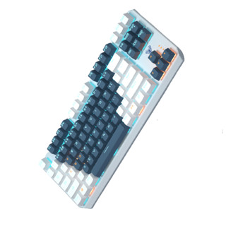 AULA 狼蛛 F3087 双拼版 87键 有线机械键盘 白深蓝 国产红轴 单光
