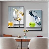 PLUS会员：瑞尚 现代简约静物ins风壁画 轻奢酒杯A 40x60cm 铝合金框+晶瓷面