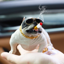 哈米逗逗 仿真社会狗恶霸 摆件玩具 1只狗 1根烟 1副墨镜 1根金