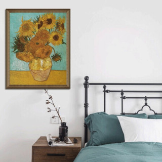 雅昌 文森特·威廉·梵高《向日葵》92x114cm 油画布 典雅栗实木框