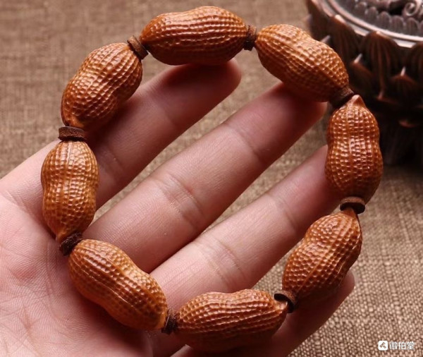橄榄核雕刻花生手串1528cm寓意多子多福