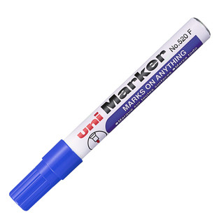 uni 三菱铅笔 520F 单头油性记号笔 蓝色 单支装