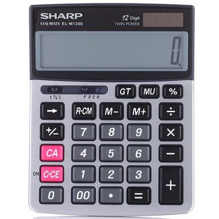 SHARP 夏普 EL-M1200 台式计算器 小号双电源款 黑色