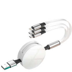 BOSIQI 柏斯奇 明镜款 Lightning/Micro USB/Type-C 5A 数据线 TPE 1.2m 白色