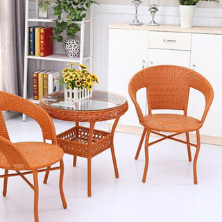 京好家具 A79 简式藤桌+椅子*4 橙色