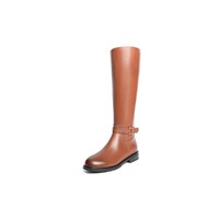 BeLLE 百丽 时尚长筒靴女2021冬新商场同款牛皮革骑士靴加绒
