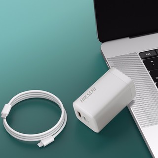 海康威视 HS-HUB-NC02 氮化镓充电器 USB-A/Type-C 65W 双Type-C 100W 数据线 白色