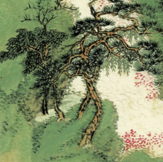 弘舍 王翚《桃花渔艇图》90x60cm 宣纸 胡桃色实木框