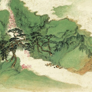 弘舍 王翚《桃花渔艇图》90x60cm 宣纸 胡桃色实木框
