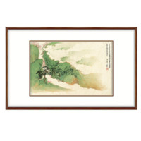弘舍 王翚《桃花渔艇图》90x60cm 宣纸 柚木色实木框