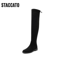 STACCATO 思加图 2021冬季新款圆头低跟长靴瘦瘦靴高筒靴弹力靴女靴9Y612DC1